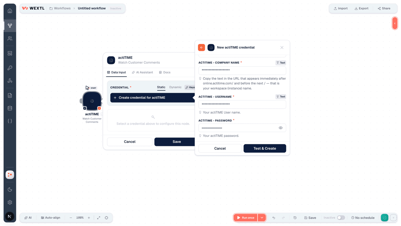 Connecting actiTIME to WEXTL®