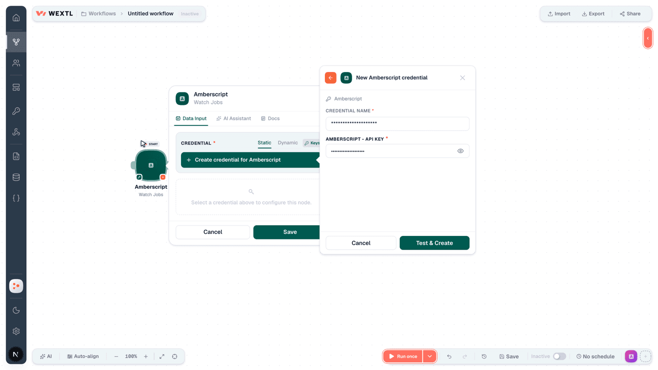 Connecting Amberscript to WEXTL®