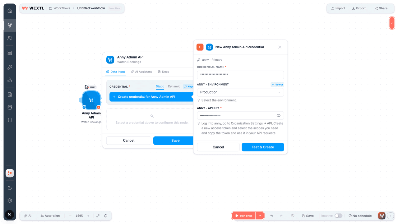 Connecting Anny Admin API to WEXTL®