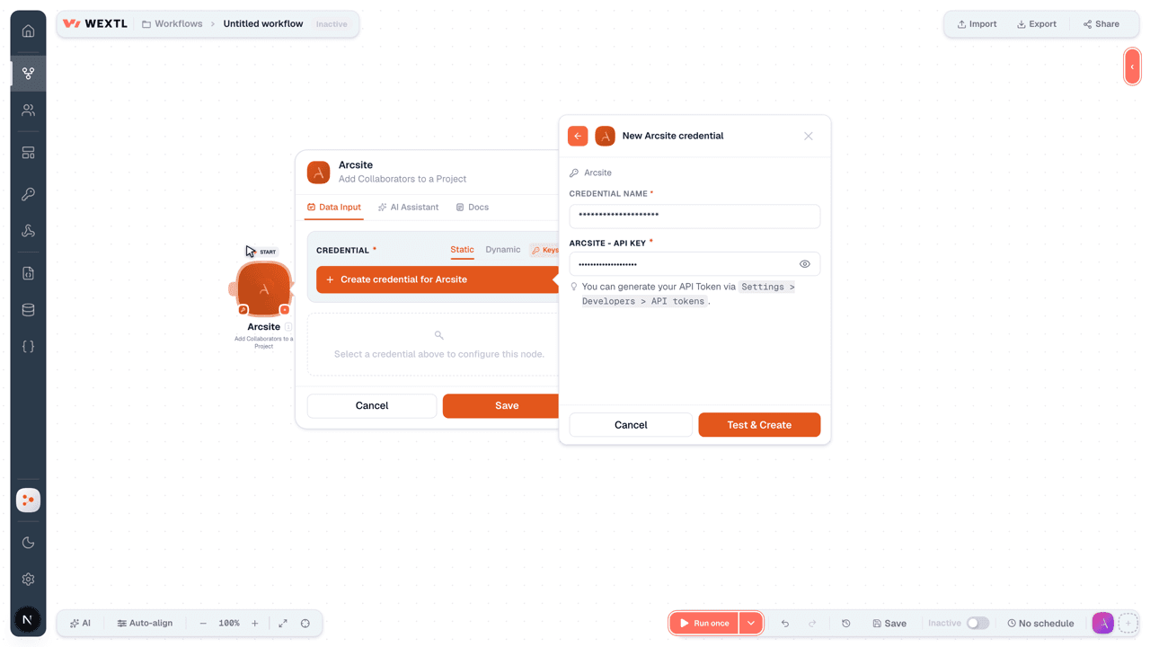 Connecting Arcsite to WEXTL®