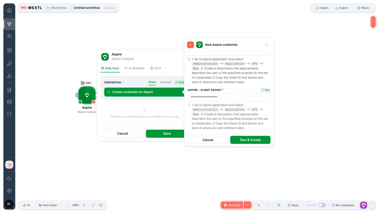 Connecting Aspire to WEXTL®