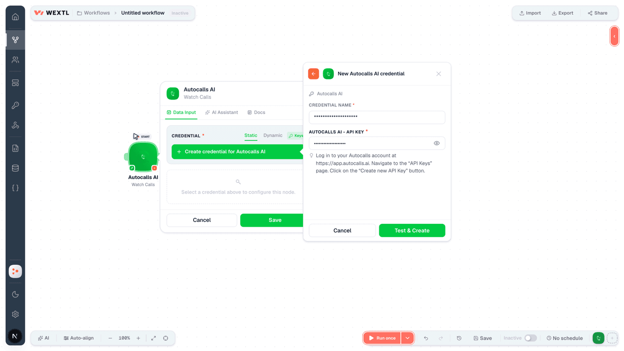 Connecting Autocalls AI to WEXTL®