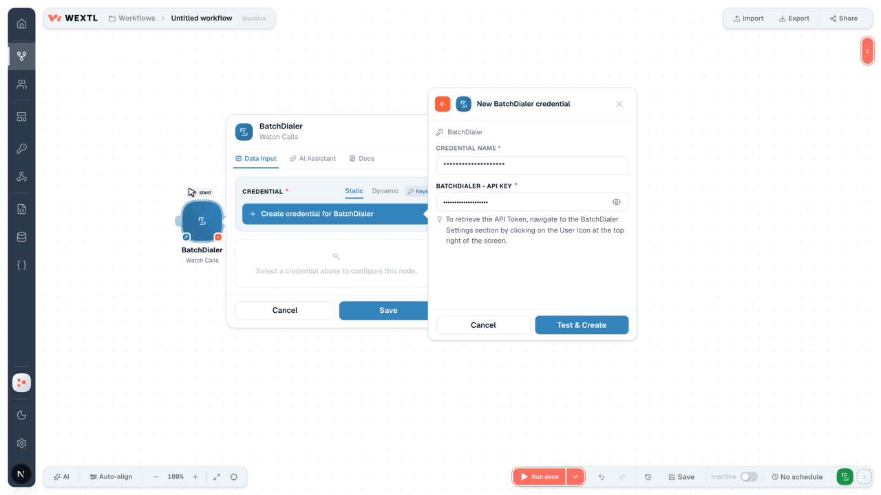 Connecting BatchDialer to WEXTL®