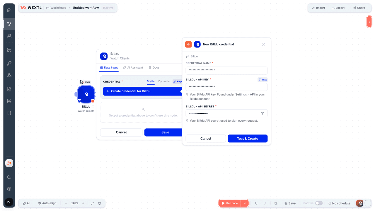 Connecting Billdu to WEXTL®