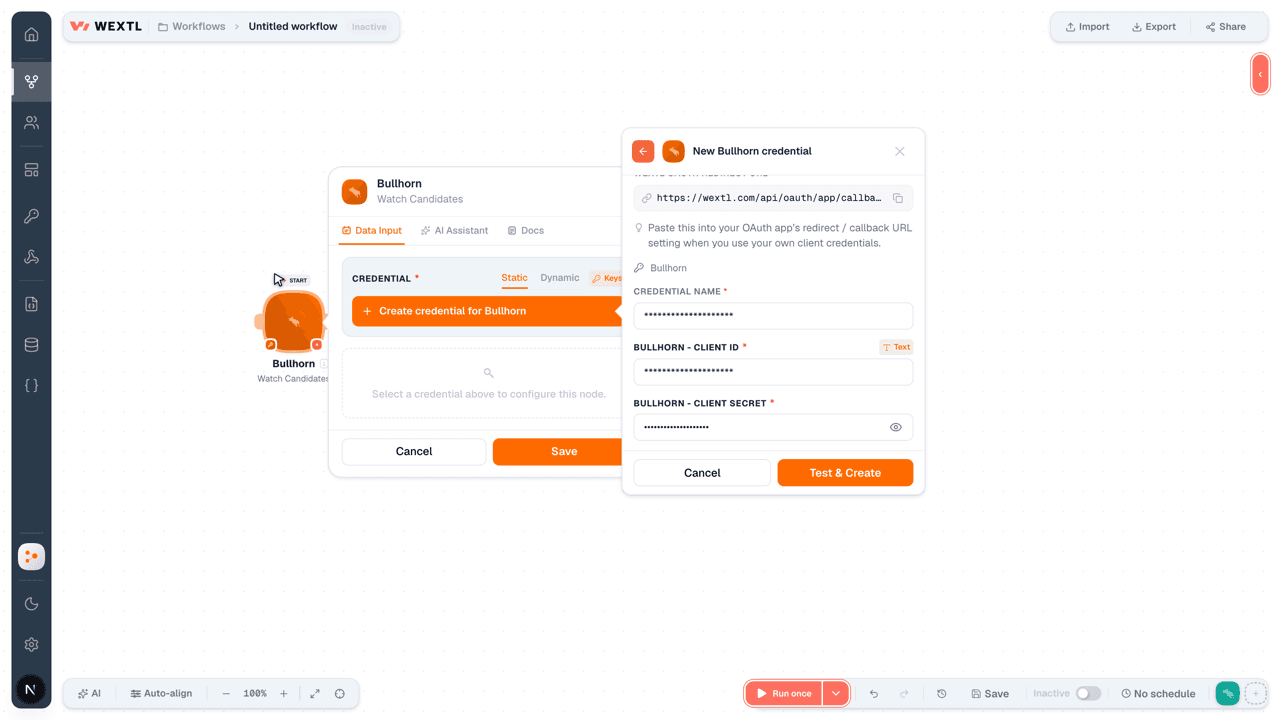 Connecting Bullhorn to WEXTL®