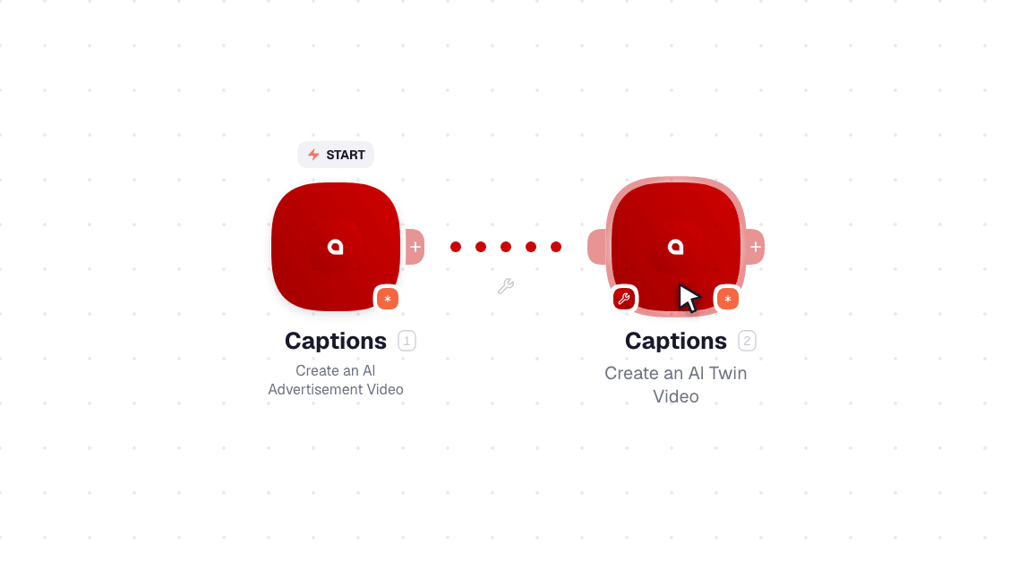 Captions workflow on the canvas: Watch Events then Create a Lipdub