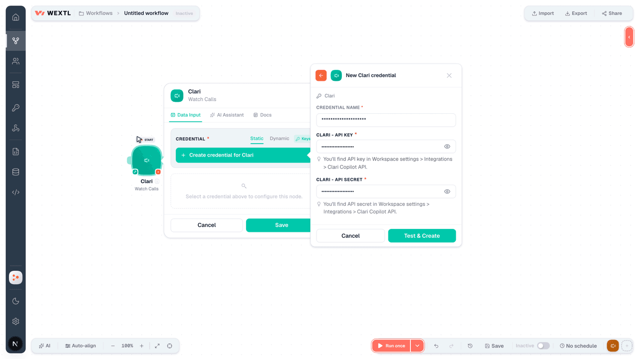 Connecting Clari to WEXTL®
