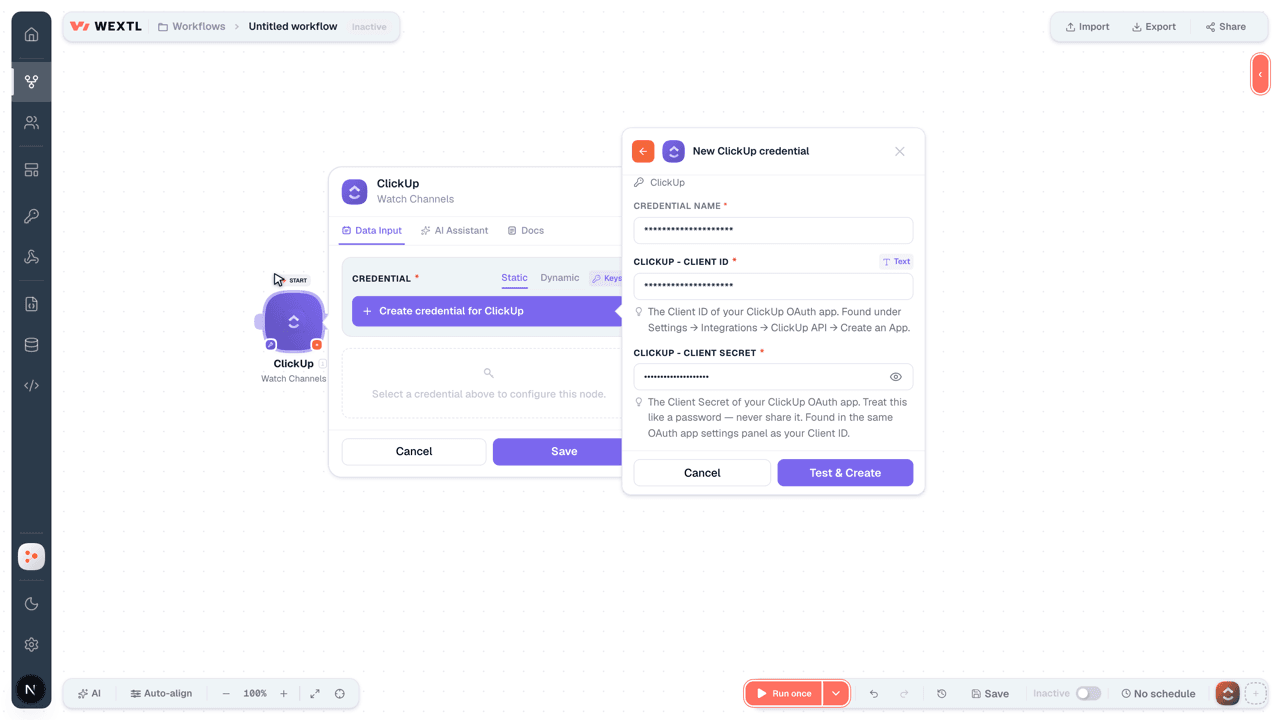 Connecting ClickUp to WEXTL®