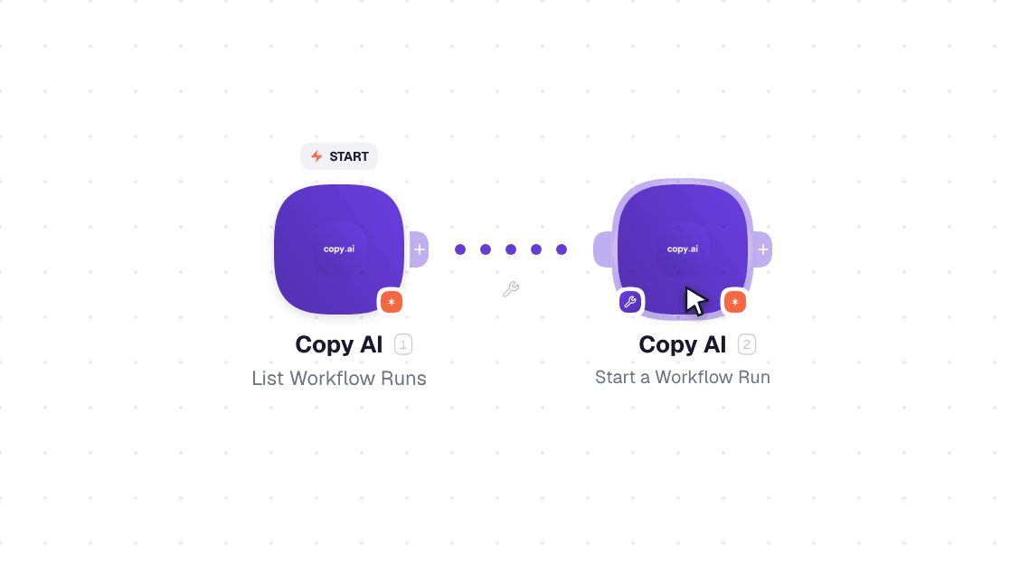 Copy AI workflow on the canvas: Watch Events then Get a Workflow Run