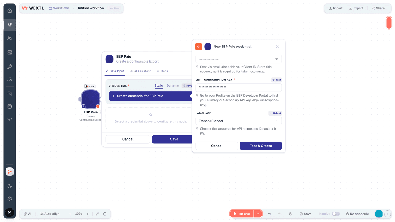 Connecting EBP Paie to WEXTL®