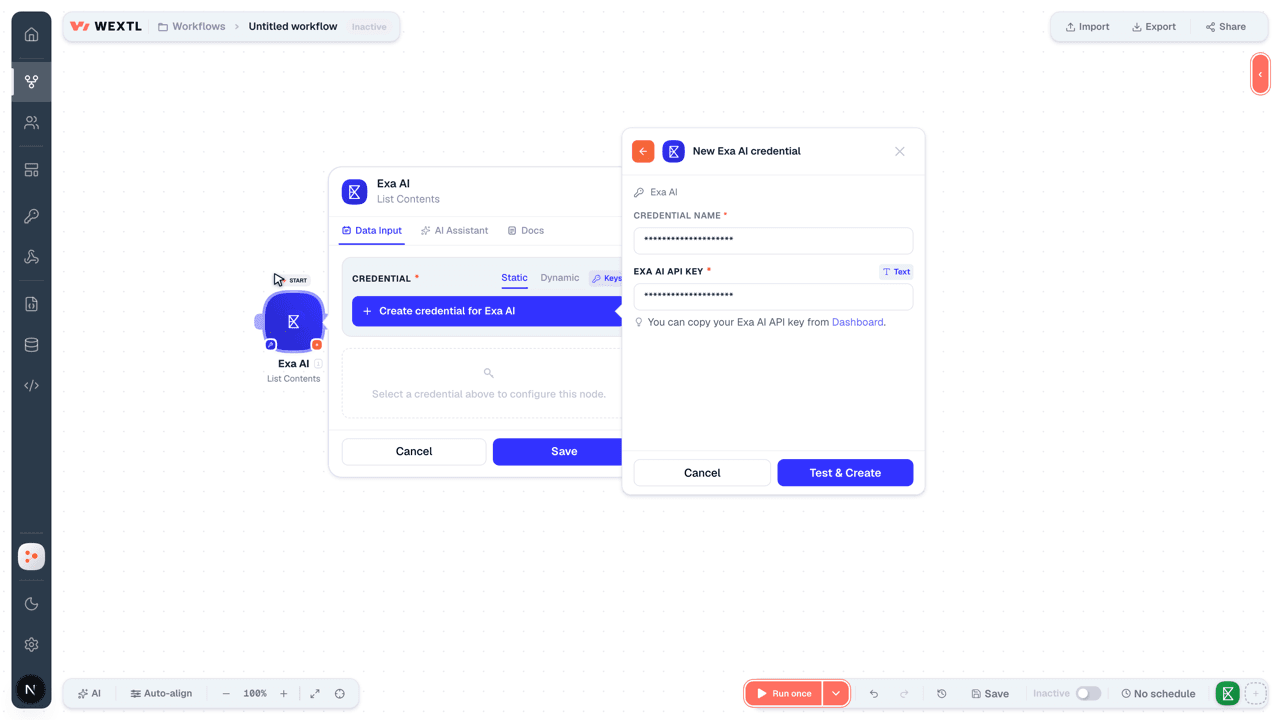 Connecting Exa AI to WEXTL®