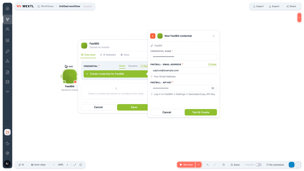 Connecting FastBill to WEXTL®