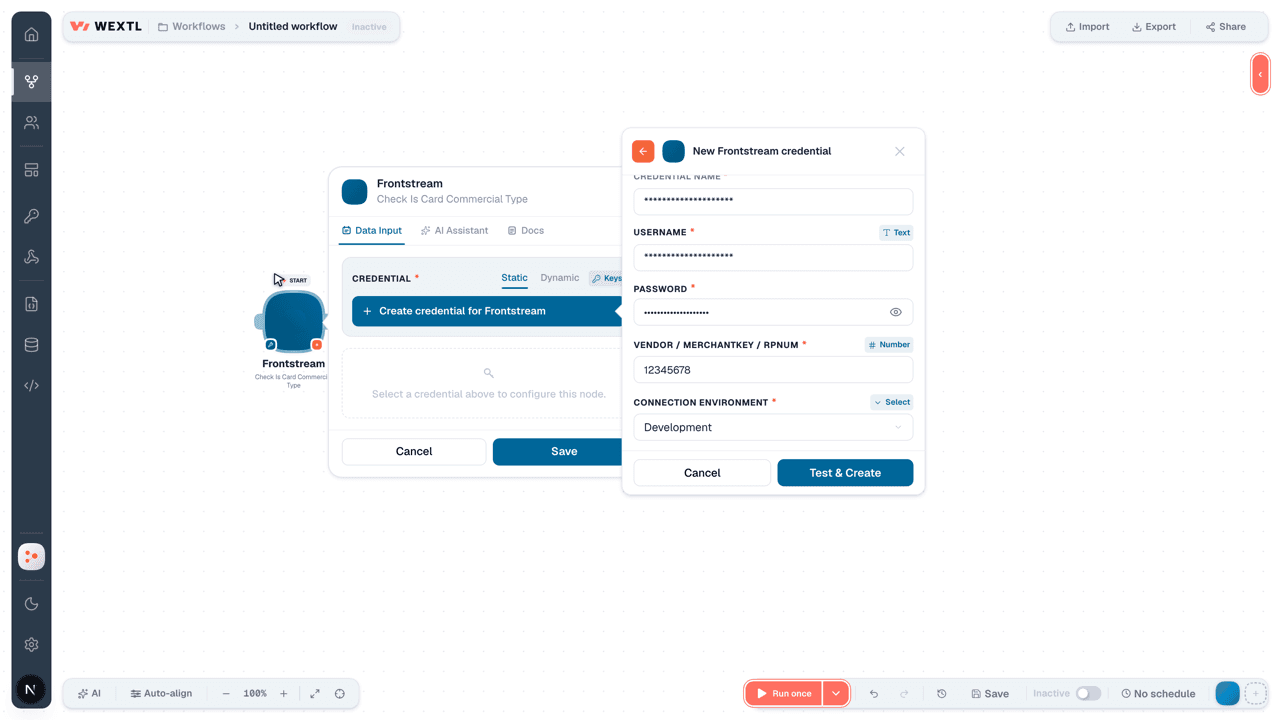 Connecting Frontstream to WEXTL®