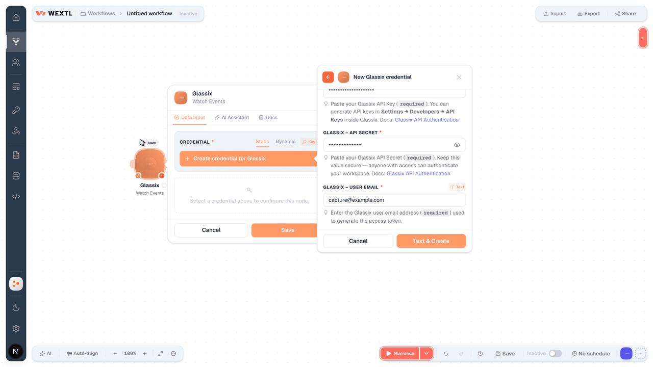 Connecting Glassix to WEXTL®