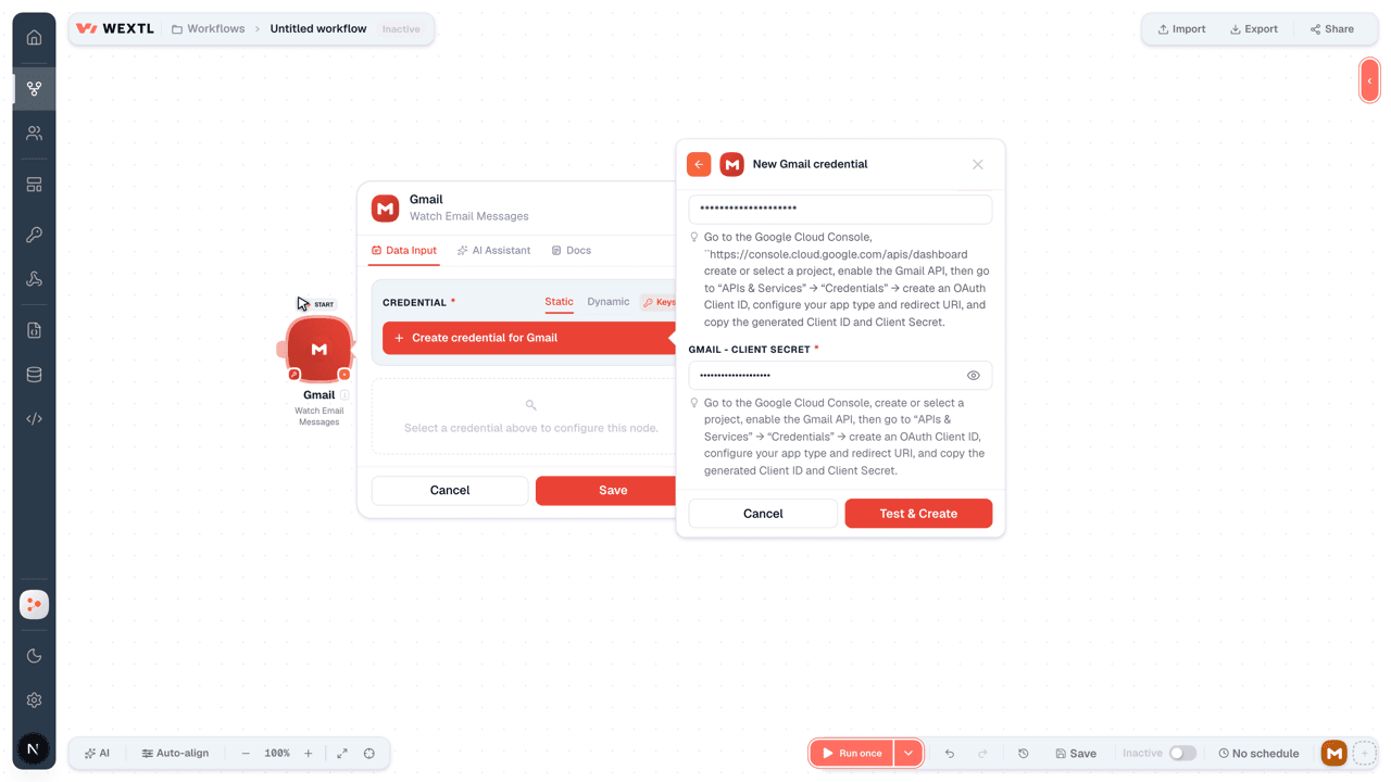 Connecting Gmail to WEXTL®
