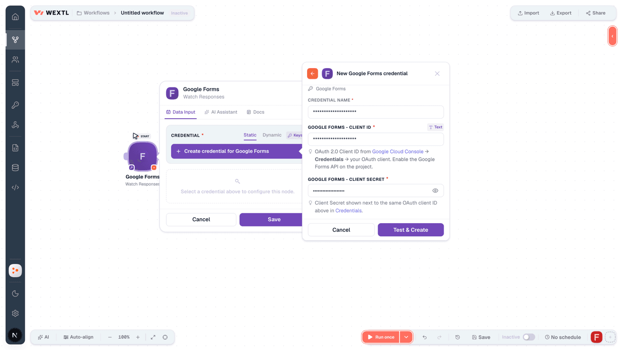 Connecting Google Forms to WEXTL®