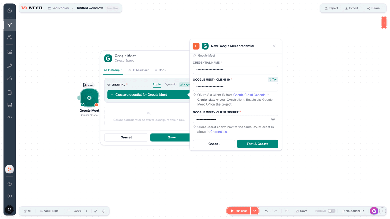Connecting Google Meet to WEXTL®