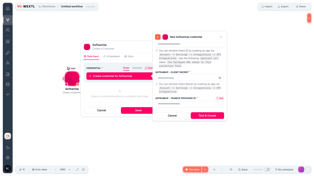 Connecting GoTeamUp to WEXTL®
