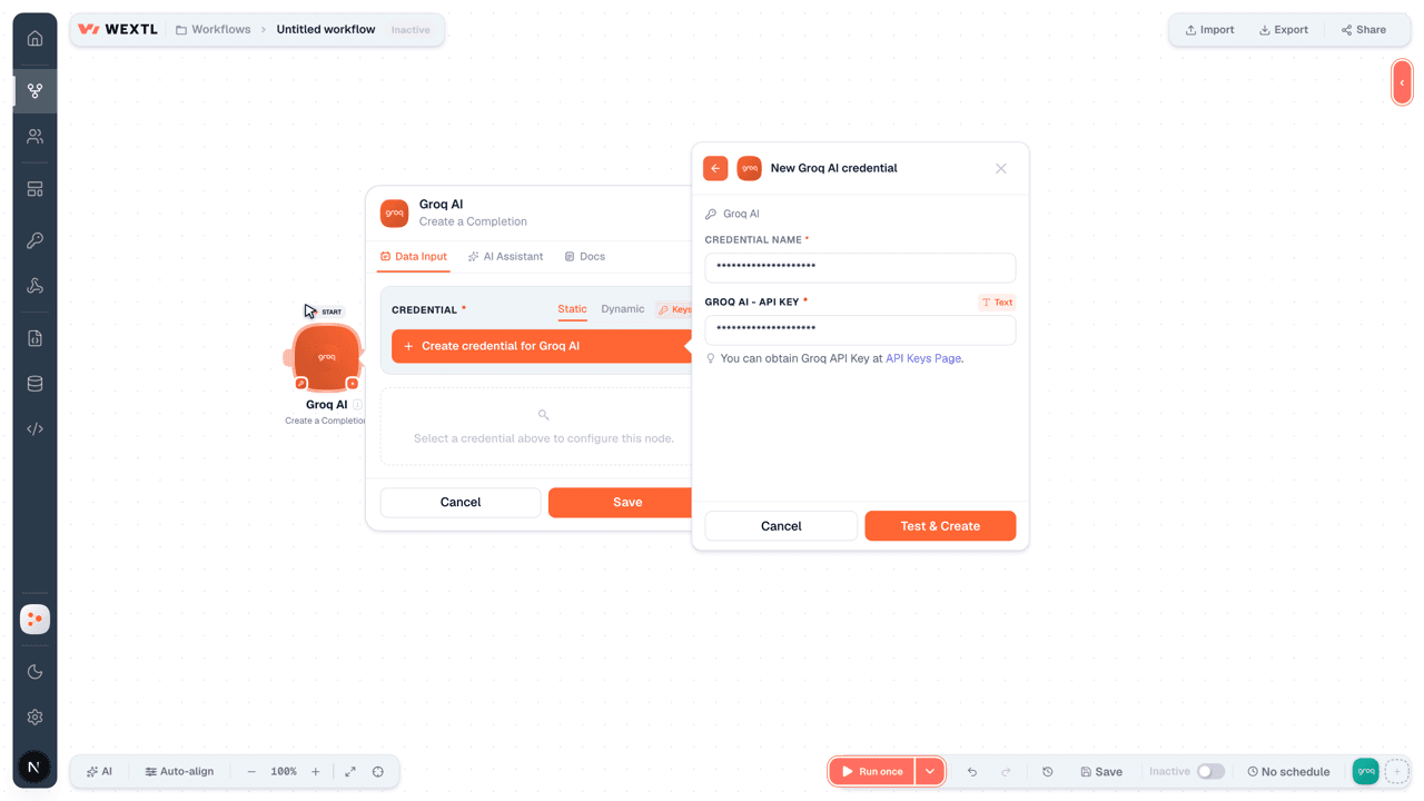Connecting Groq AI to WEXTL®