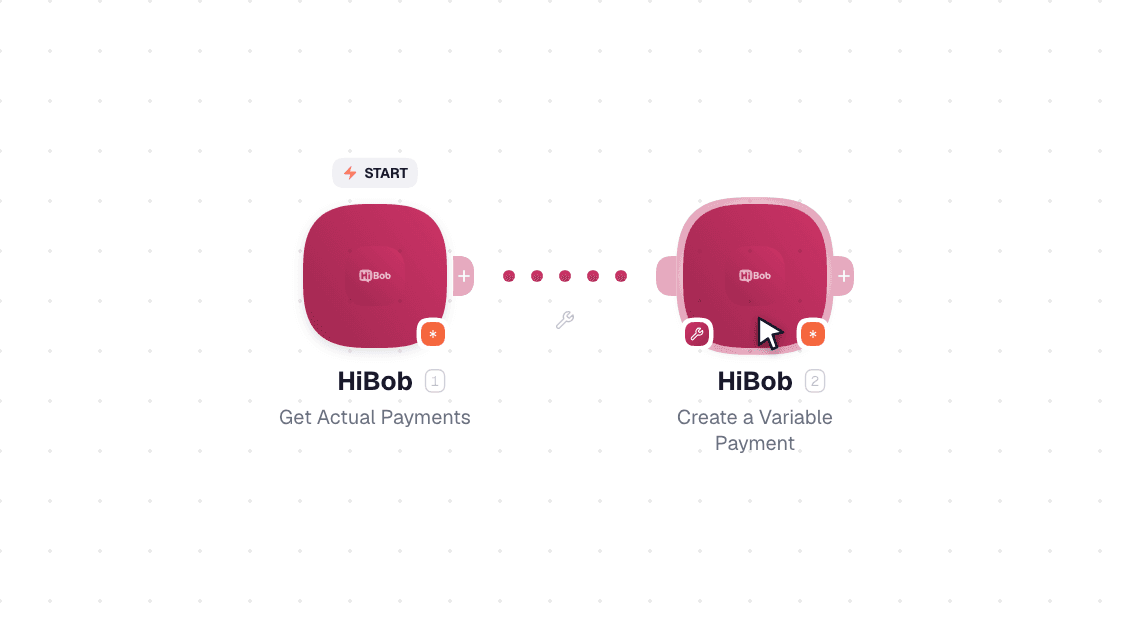 HiBob workflow on the canvas: Watch Events then Create a Bank Account