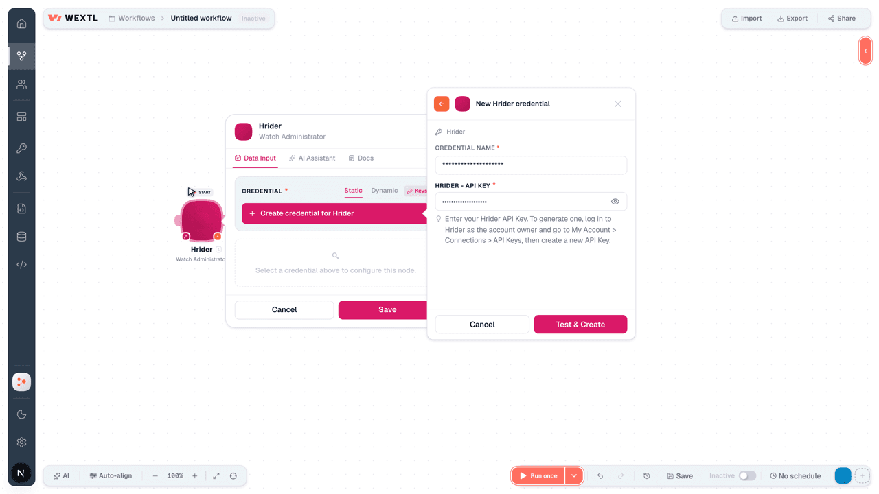 Connecting Hrider to WEXTL®