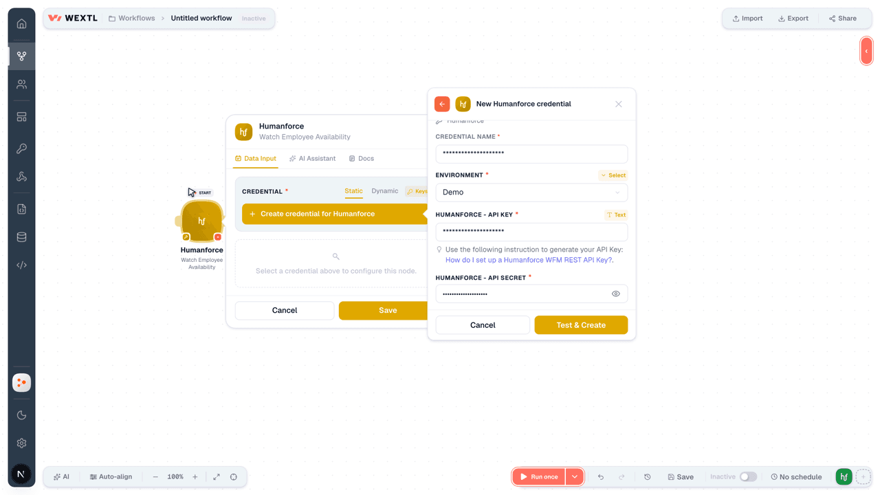 Connecting Humanforce to WEXTL®
