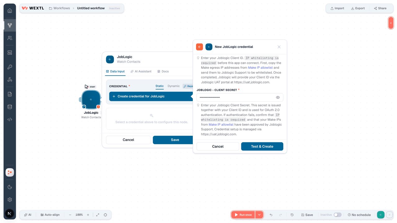 Connecting JobLogic to WEXTL®