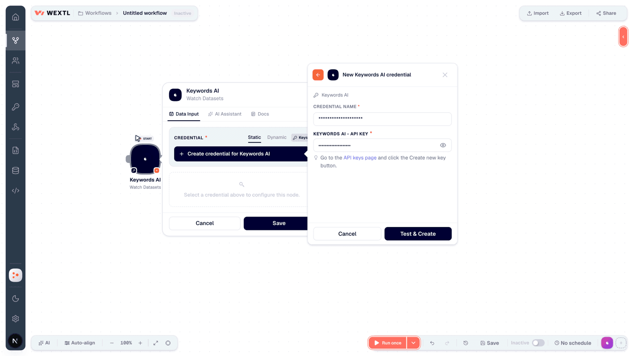 Connecting Keywords AI to WEXTL®