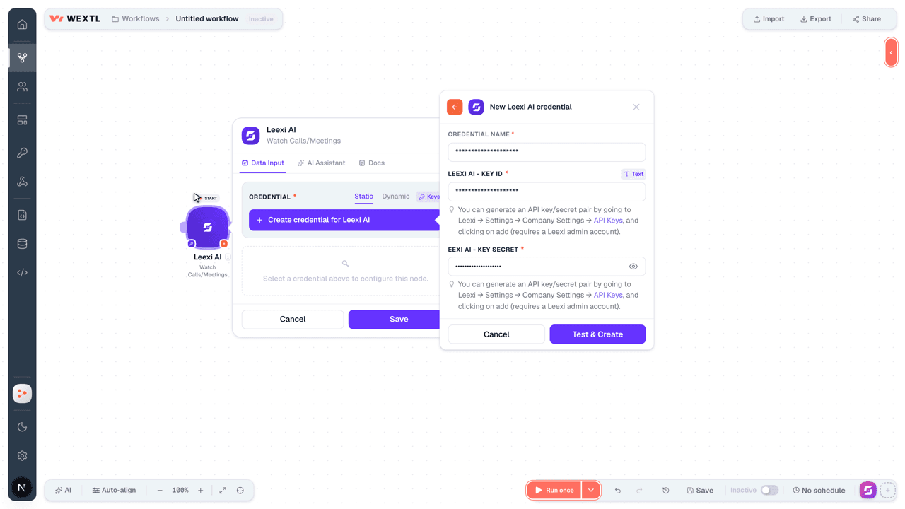 Connecting Leexi AI to WEXTL®