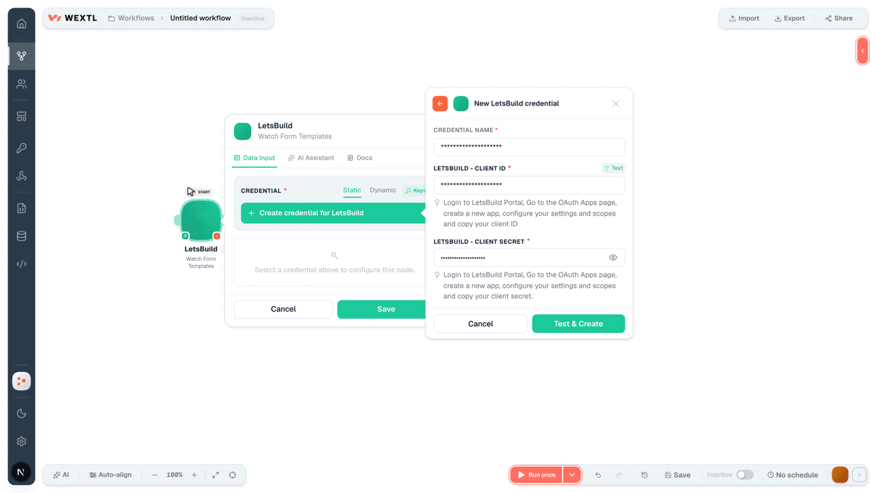 Connecting LetsBuild to WEXTL®