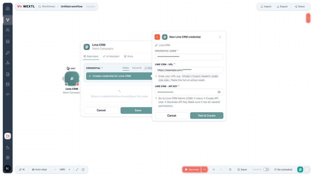 Connecting Lime CRM to WEXTL®