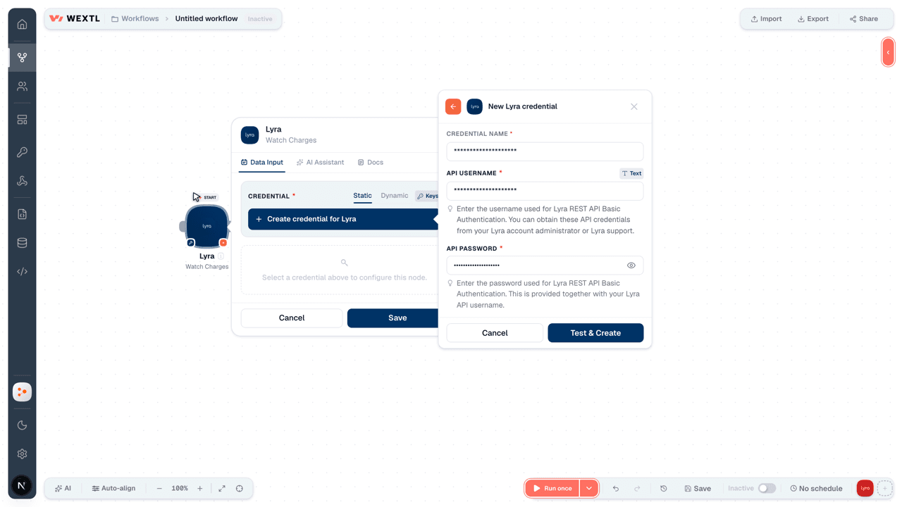 Connecting Lyra to WEXTL®