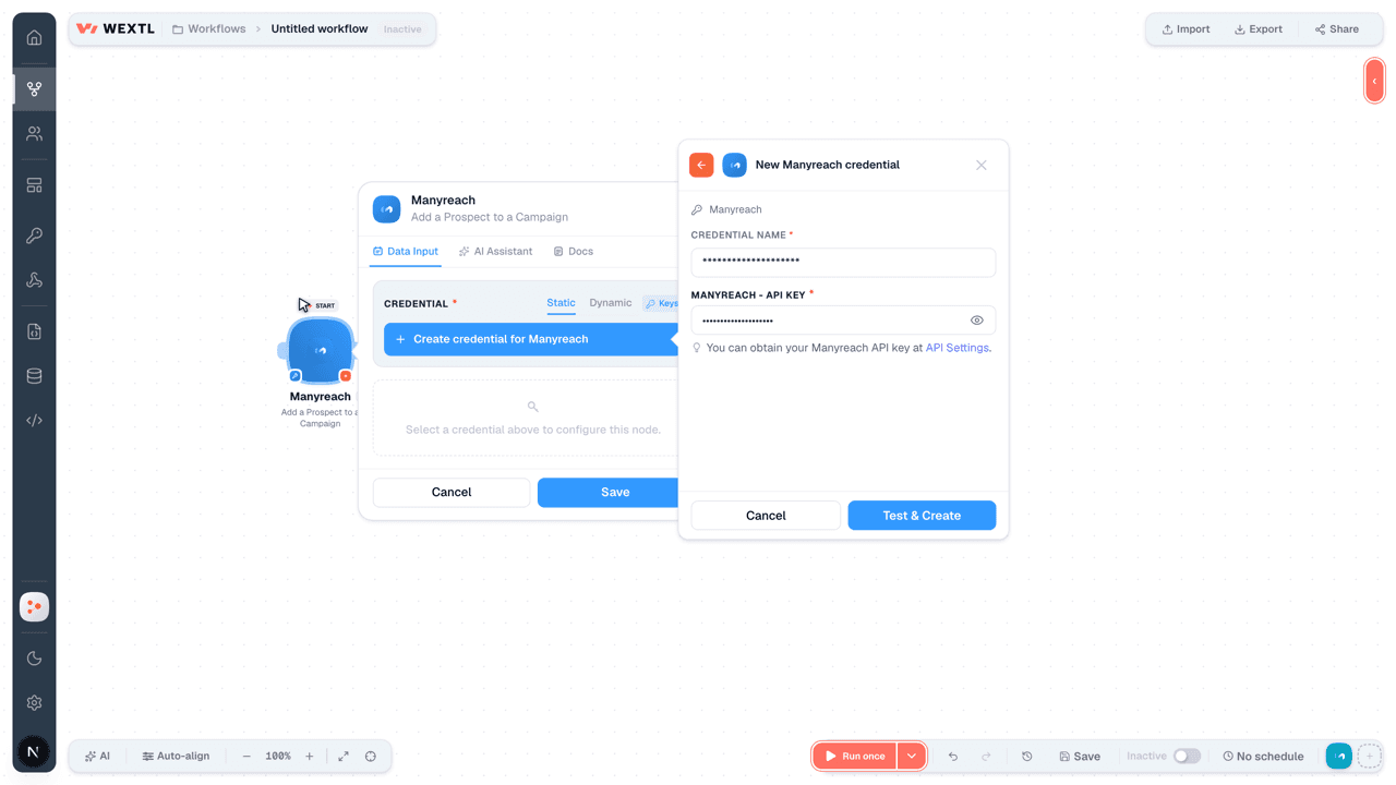 Connecting Manyreach to WEXTL®
