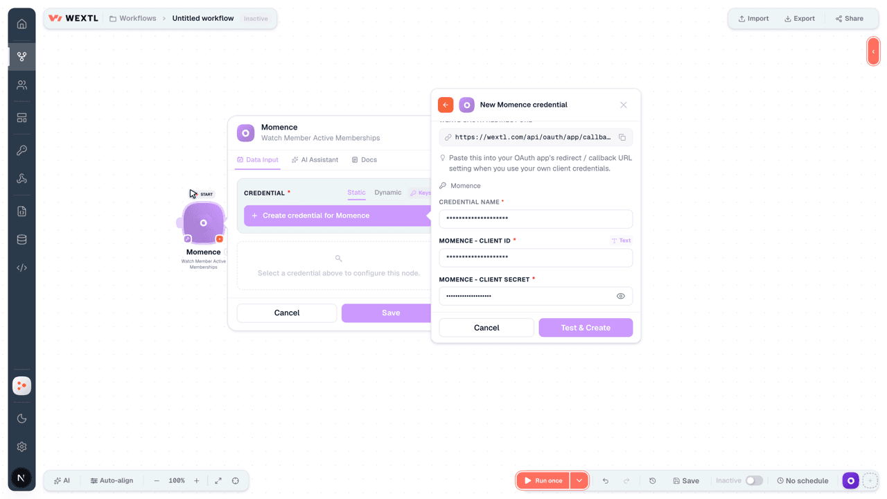 Connecting Momence to WEXTL®