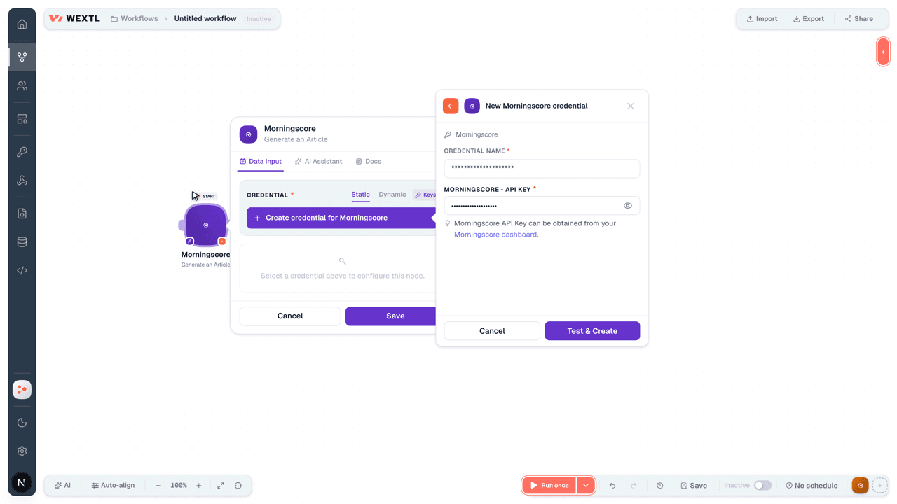 Connecting Morningscore to WEXTL®