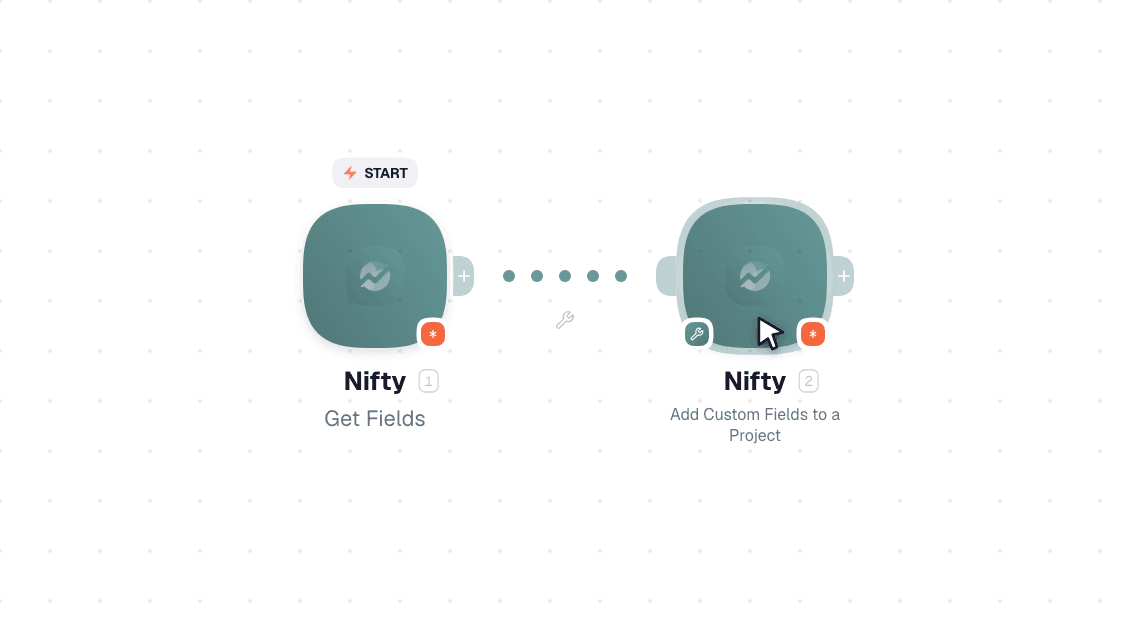 Nifty workflow on the canvas: Watch Events then Add a Document