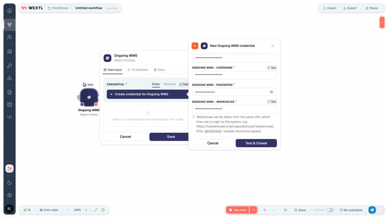 Connecting Ongoing WMS to WEXTL®