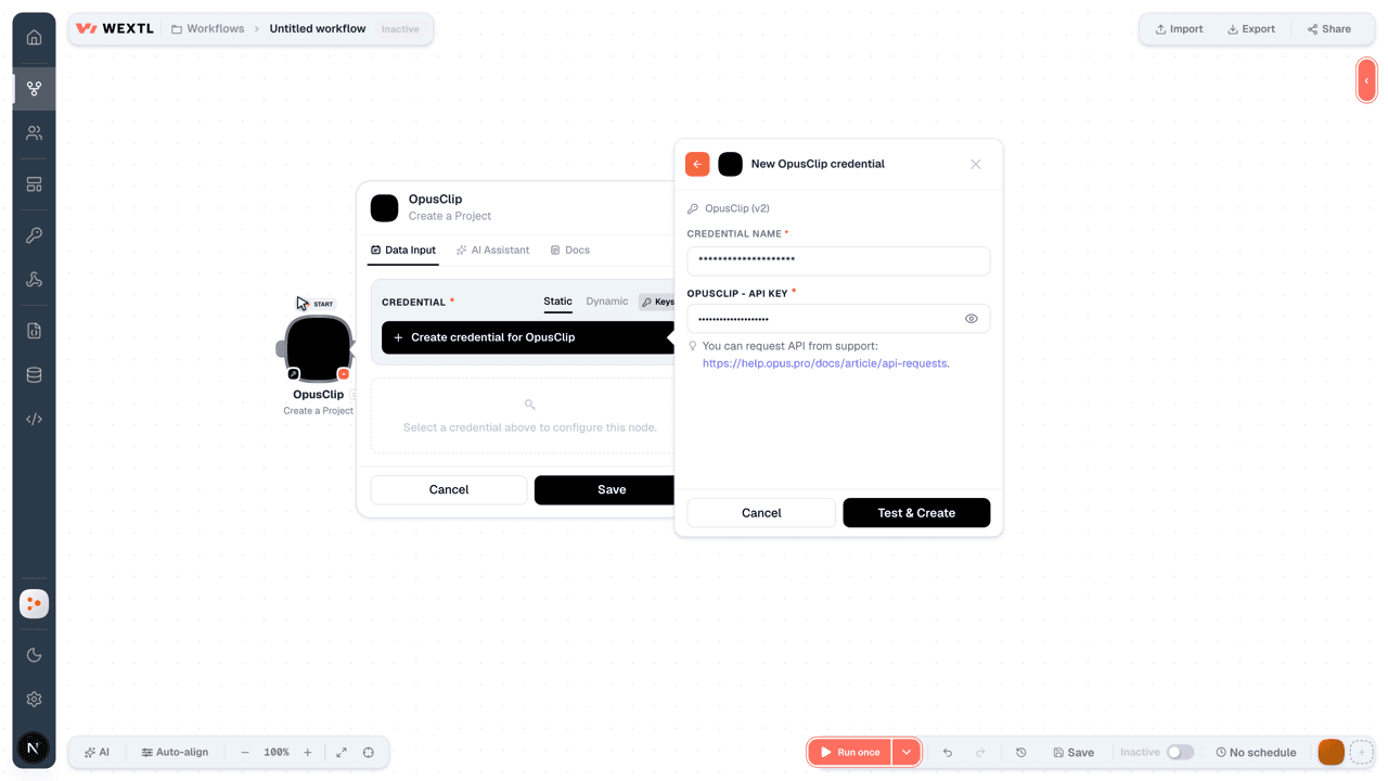 Connecting OpusClip to WEXTL®