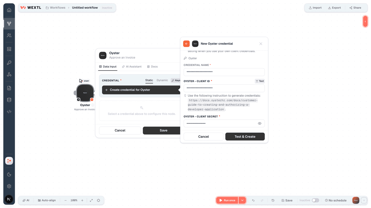 Connecting Oyster to WEXTL®