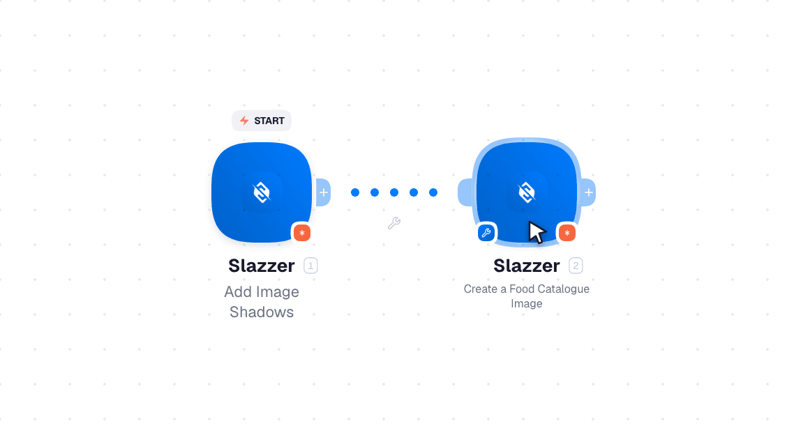 Slazzer workflow on the canvas: Add Image Shadows then Create a De-Oldified Image