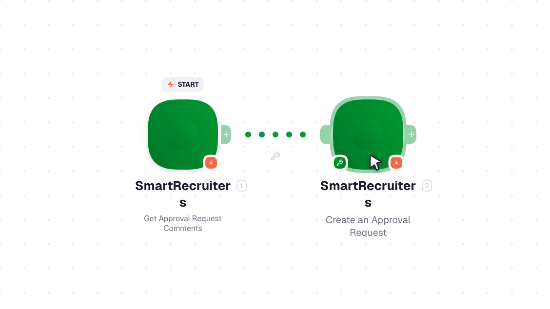 SmartRecruiters workflow on the canvas: Watch Events then Add Approval Request Comment