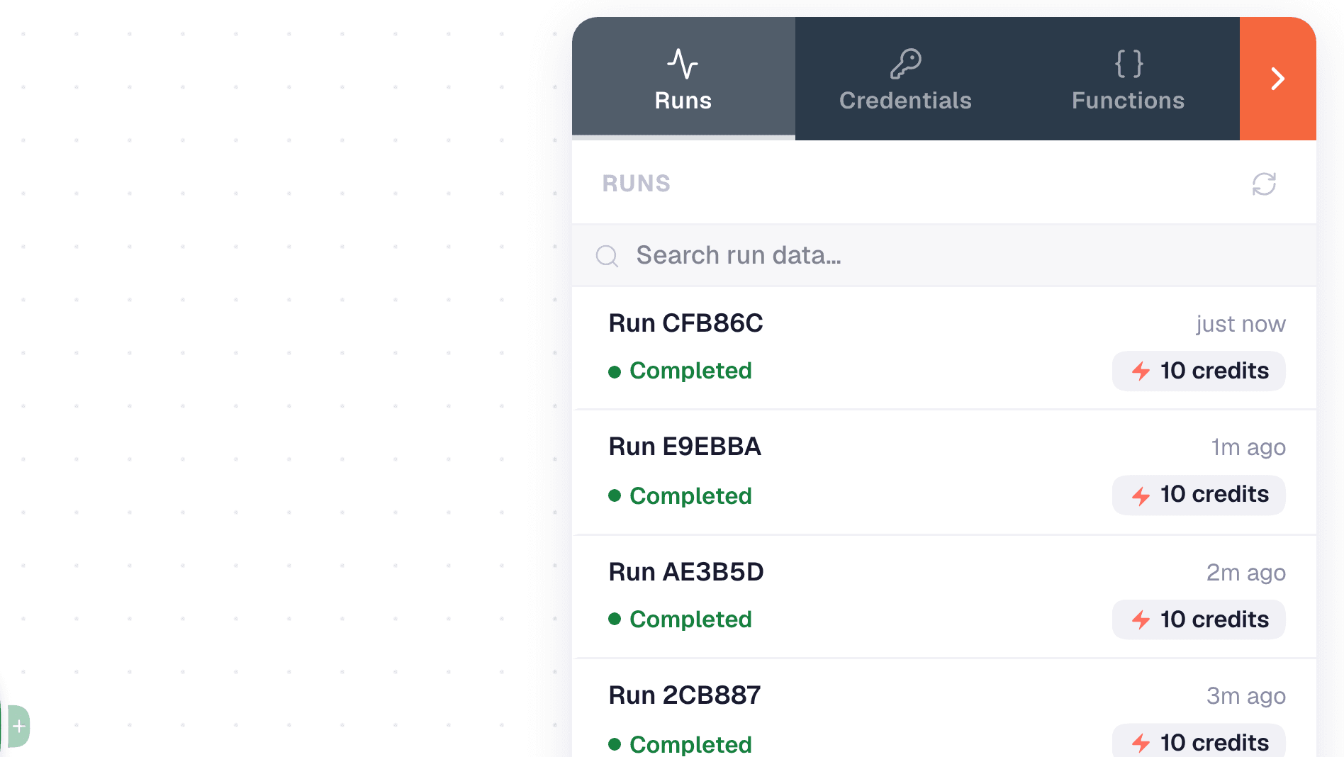 Runs list filters including needs-attention and status chips