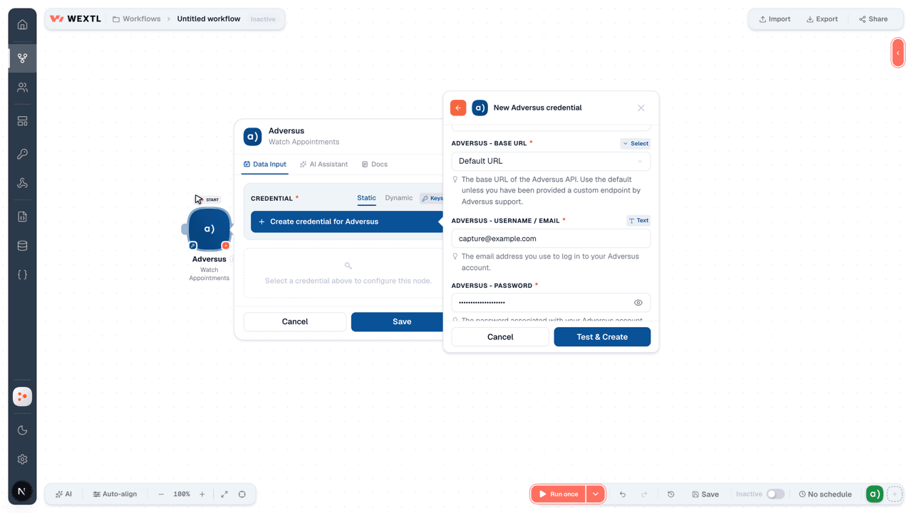 Video slide demonstrates how Adversus is connected in WEXTL builder.