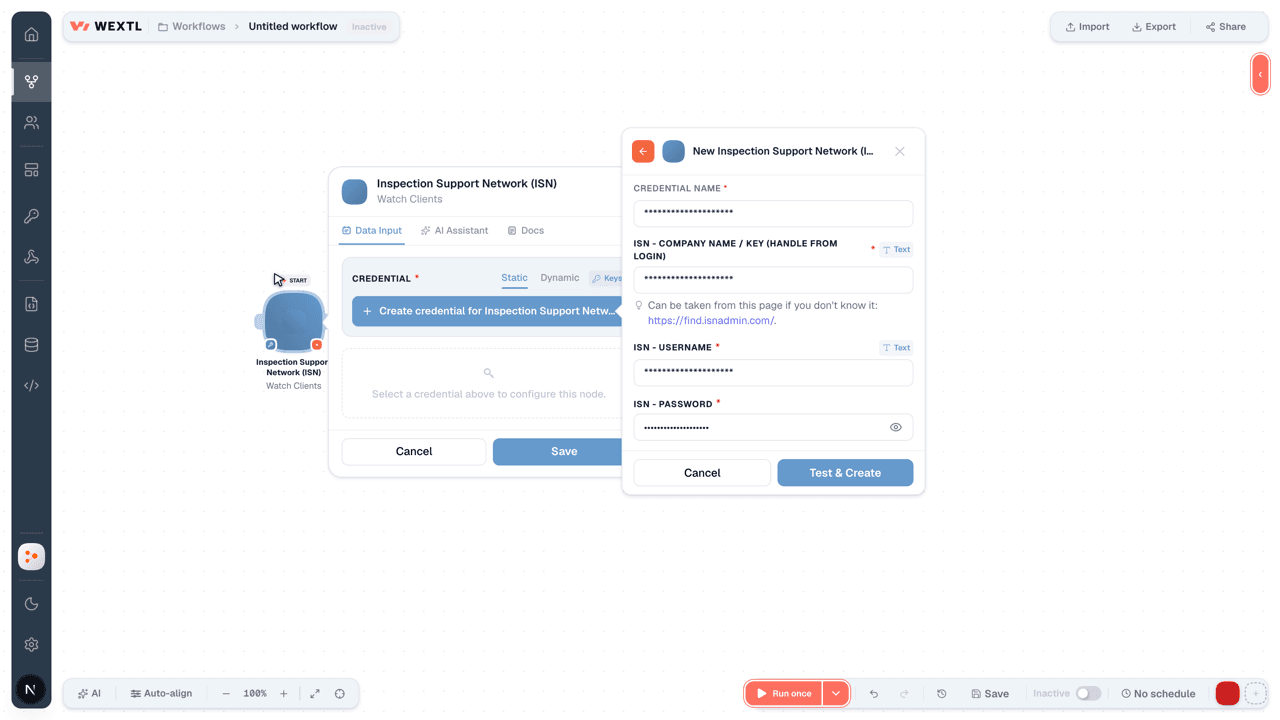 Video slide demonstrates how Inspection Support Network (ISN) is connected in WEXTL builder.