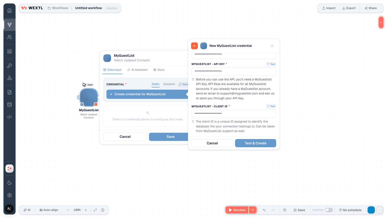 Video slide demonstrates how MyGuestList is connected in WEXTL builder.