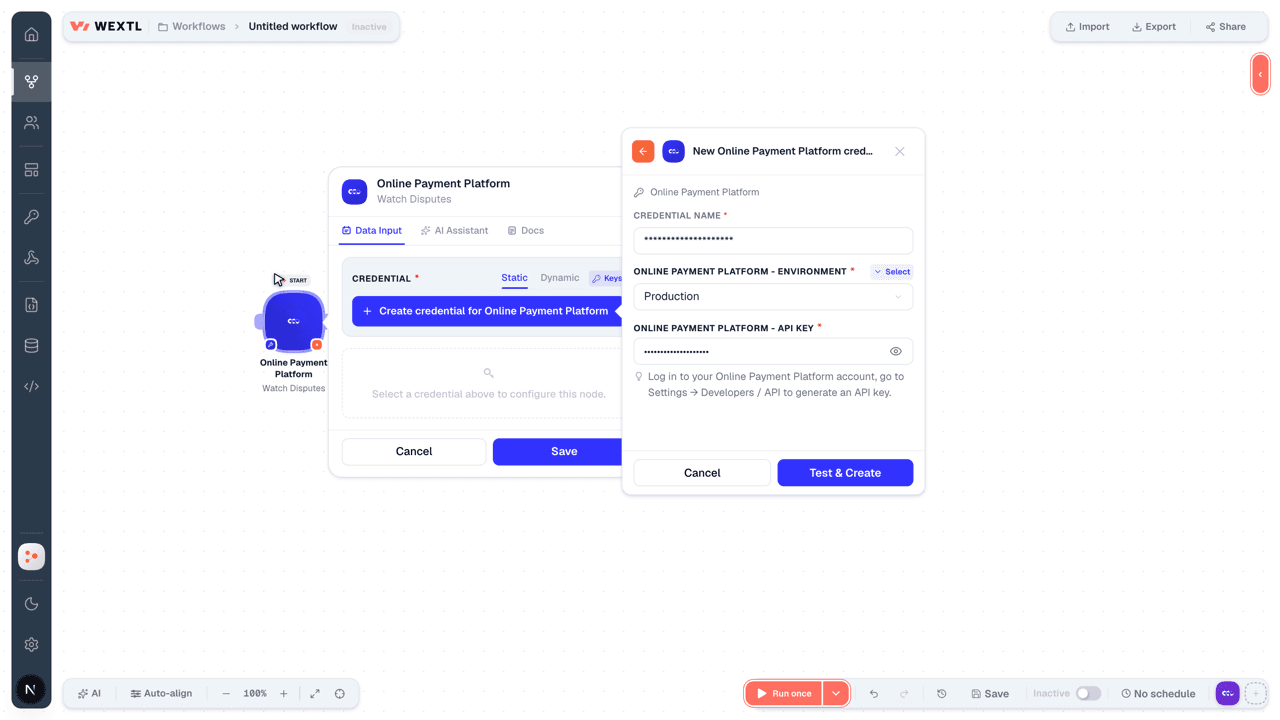 Video slide demonstrates how Online Payment Platform is connected in WEXTL builder.