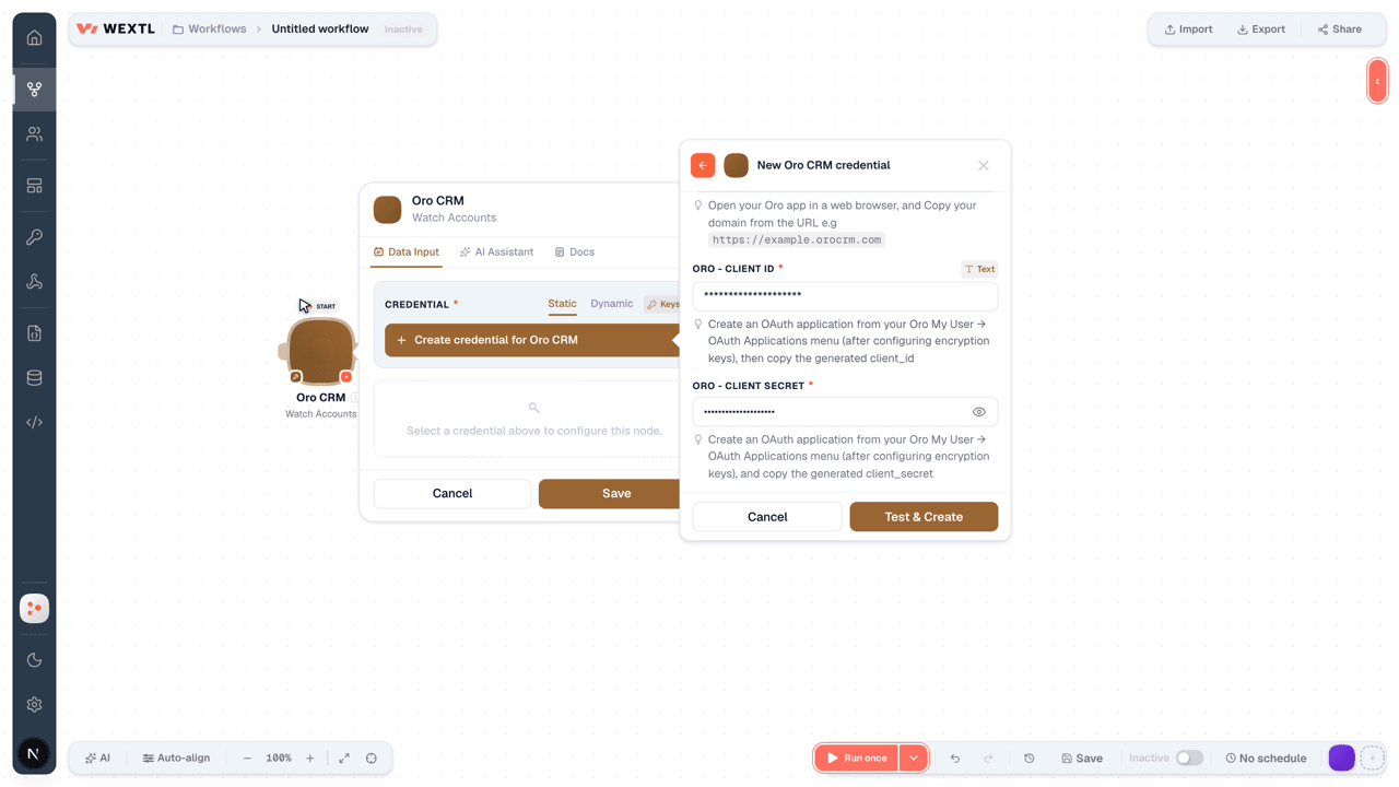 Connecting Oro CRM to WEXTL®