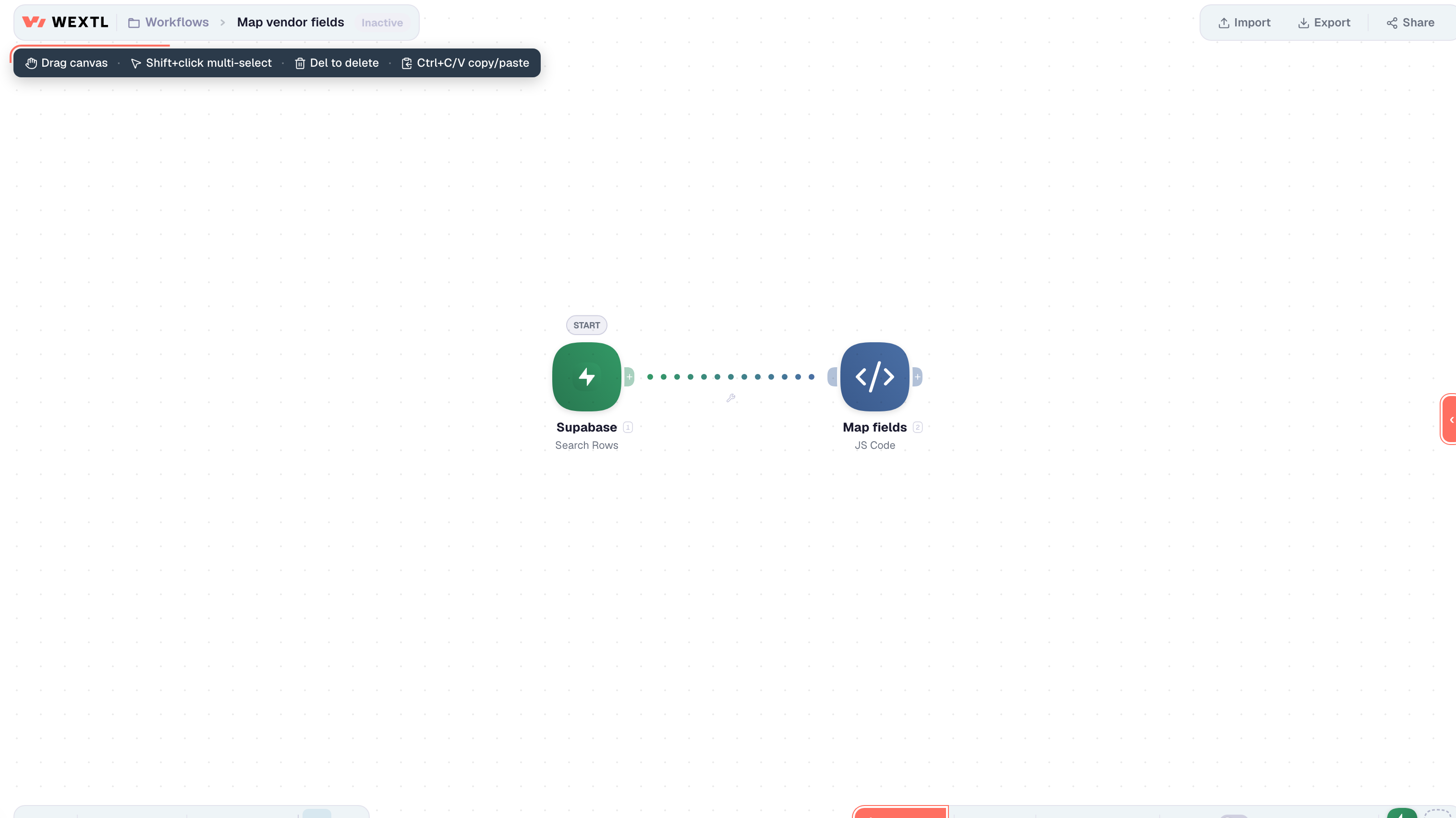 Typeform into JS Code map step, then Pipedrive and Slack