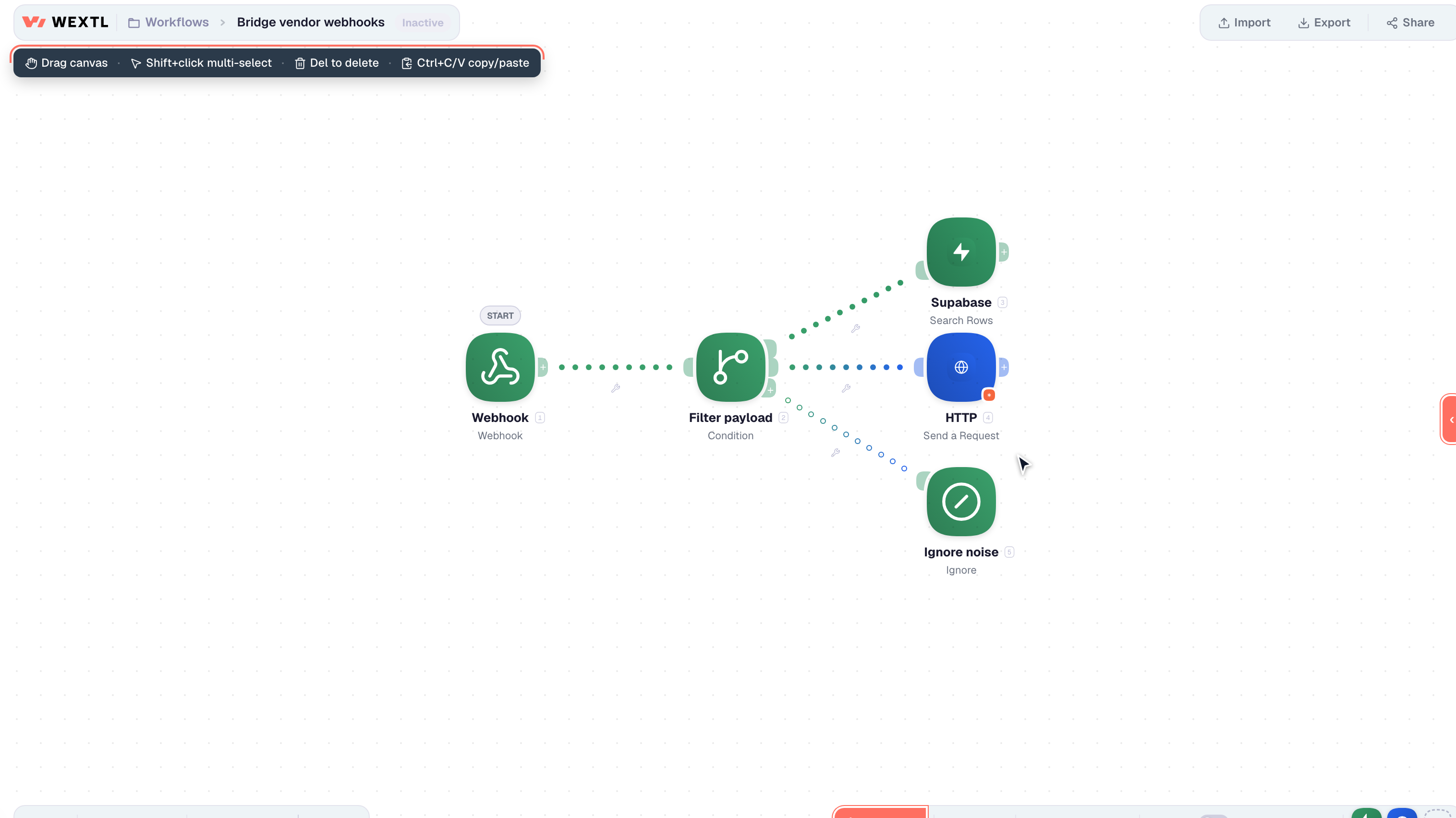 Webhook intake filtering into CRM and warehouse paths