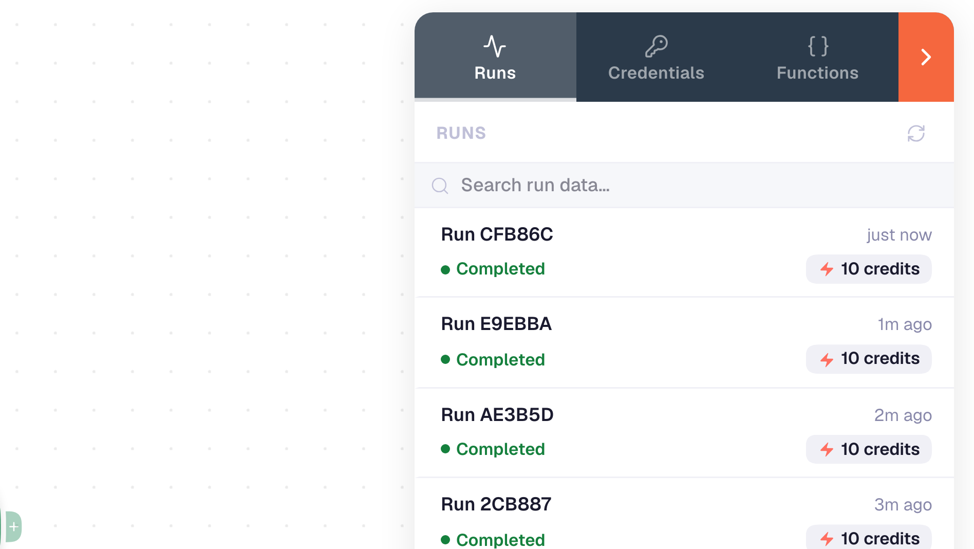 Runs list filters including needs-attention and status chips